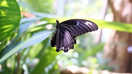 Selective focus on Male Common Mormon butterfly