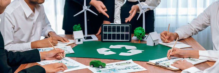 Green energy business company meeting with business people planning and discuss marketing of...