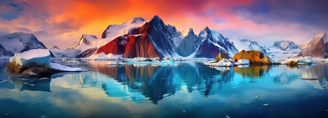 Photo sur Plexiglas Lavende winter nature landscape of beautiful lake mountains and autumn forest, Generative Ai