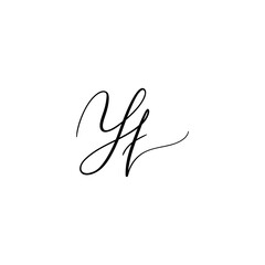 Obraz premium Yt handwritten logo, Y t signature initials, letter Y and t monogram logo template