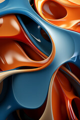 An AI Generated image of Abstract 3D background with orange and blue stripes