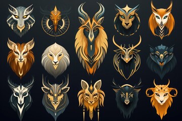 Obraz premium mythological animal icons