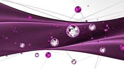 Ai-generated abstract illustration of a network in white and purple. MidJourney.