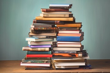 a stack of vibrant literature. Generative AI