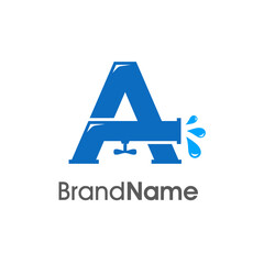Modern Initial A Pipe and Water Logo