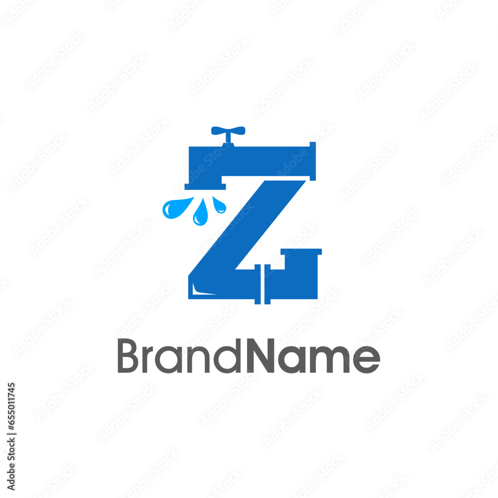 Wall mural modern initial z pipe and water logo