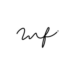 mf initial letter signature logo. Handwritten m f monogram logo template