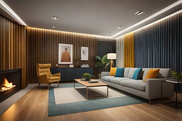 modern living room with sofa generated by AI technology	