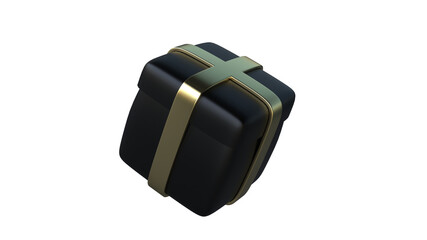 Black gift Box with ribbon and bow for black Friday 3d render illustration