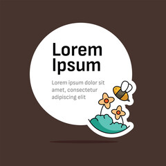 Bee with flower card design. Template design