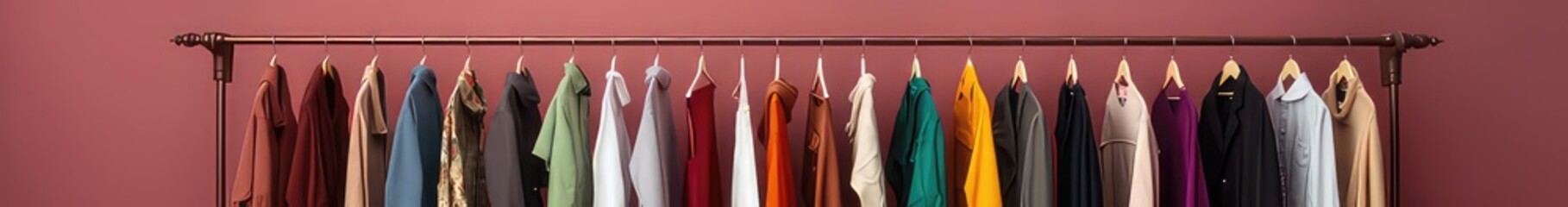 banner image of clothing rack full of colorful clothing. generative AI
