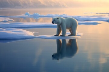 A polar bear stands on an ice floe. Generative AI - obrazy, fototapety, plakaty