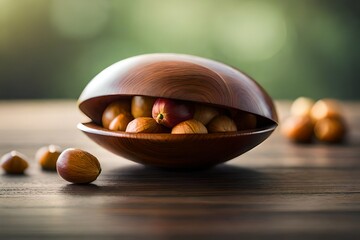 fruit capsule shells of the tree's brown nut - obrazy, fototapety, plakaty