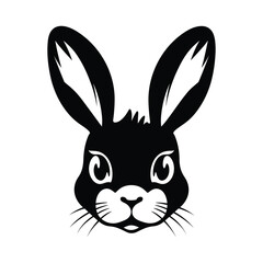 Fototapeta na wymiar Cute Bunny Face Black Color Vector