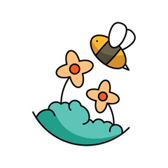 Bee with flower icon design illustration. Vector design