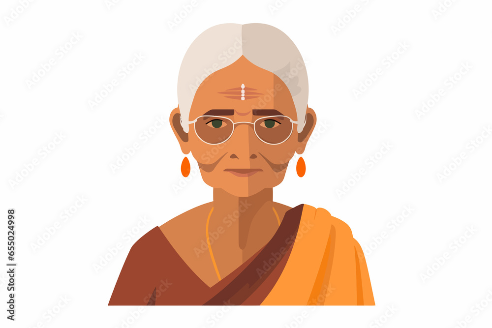 Wall mural Indian old woman vector flat minimalistic isolated vector style illustration - Wall murals