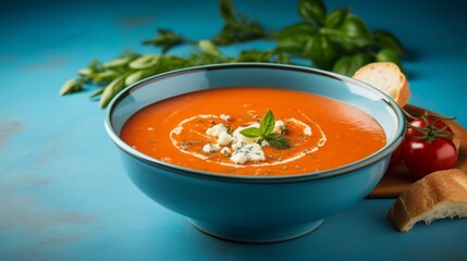 tomato soup in a bowl with parsley