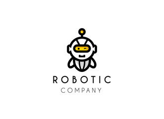 Cute robotic logo design. Chat boot Artificial intelegence Logo design