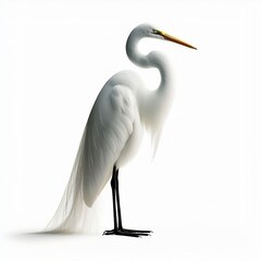 Great Egret on a white background