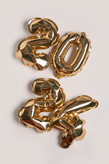Figure 2024 made of balloons on white background