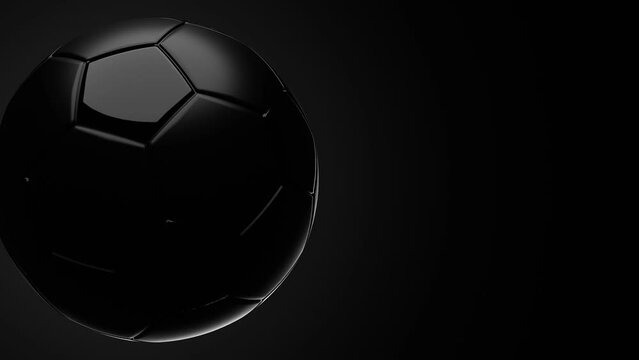 Black soccer ball on black text space.
Loop able 3d animation for background.