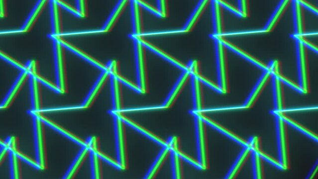 An image featuring a vibrant pattern of neon green and blue lines intricately arranged in a star like geometric formation