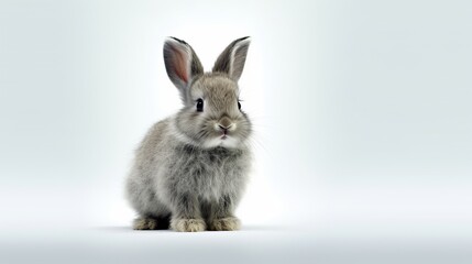 Cute grey rabbit isolated on white background