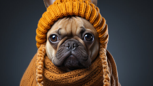 portrait of a pug HD 8K wallpaper Stock Photographic Image
