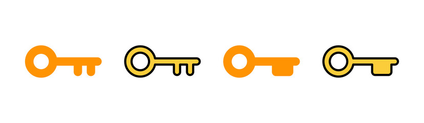 Key icon set for web and mobile app. Key sign and symbol.
