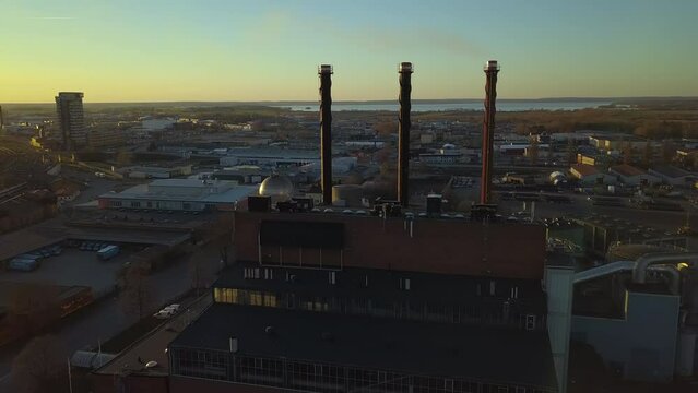 Electrical production at heat and power station in Linkoping, Sweden. Producing electricity from recycled waste