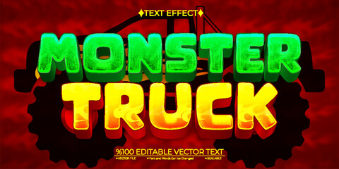 Cartoon Monster Truck Editable Vector Text Effect © Payiz