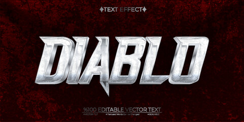 Shiny Silver Diablo Editable Vector Text Effect