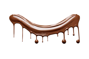 Fototapeten Melted chocolate dripping isolated on a white background © Breyenaiimages