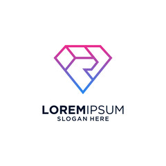 Fototapeta premium Icon initial logo for jewelry business, with combination of initial letter R