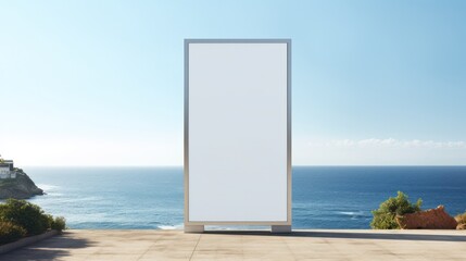 billboard or blank poster, blank white mast banner mockup, front view, outdoor, billboard clear poster for advertising display outside sign template, for Display or montage of product generate by AI
