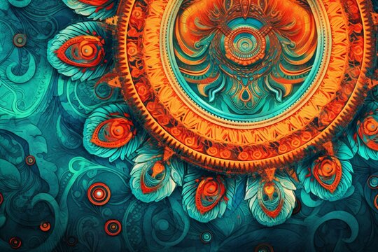 Background with intricate patterns and vibrant colors in high definition resolution. Generative AI