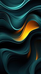 3D Abstract Dark Blue Green Gold Background 
