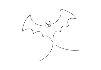  One continuous line drawing of cute flying bat for nature lover organization logo identity. Animal mascot concept for comic hero symbol. Vector illustration. Pro vector.