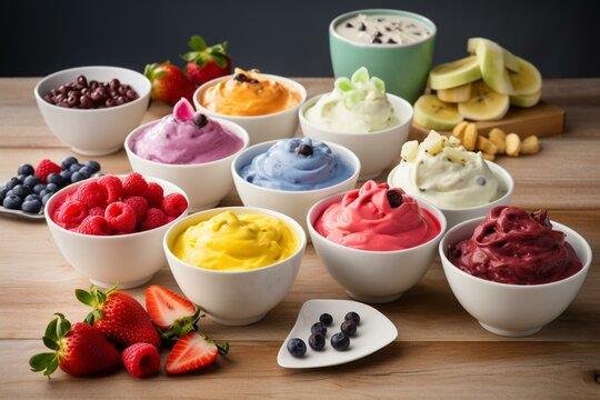 Customize delicious frozen yogurt with various toppings. Generative AI
