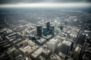 Fototapeta na wymiar City skyline from above. Generative AI