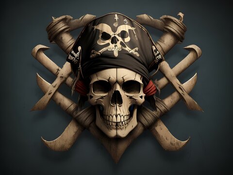 pirate skull face, created by ai generated