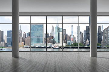 Midtown New York City Manhattan Skyline Buildings Window Background. Expensive Real Estate. Empty...