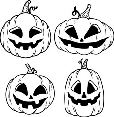Set of Halloween Pumpkin Face