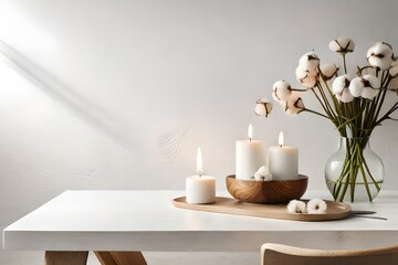 Fototapeta na wymiar white candle on a table