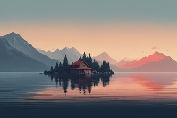 Nature and picturesque landscapes in minimalism style