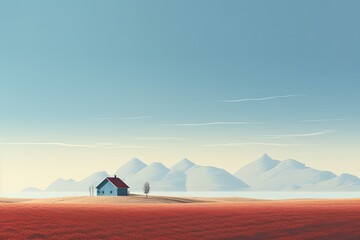 Nature and picturesque landscapes in minimalism style