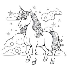 coloring book, fantasy cartoon, Grey and white, illustration  ai generative
