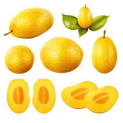 set of lemons isolated on transparent background