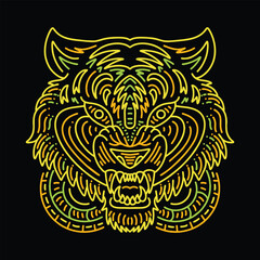Colorful Monoline Tiger Vector Graphic Design illustration Emblem