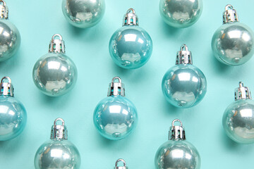 Christmas balls on blue background